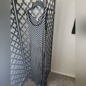 Bar III Black and White Striped Maxi Dress
